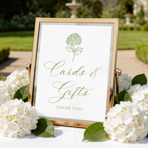 Classic Olive Green Hydrangea Cards and Gifts Sign