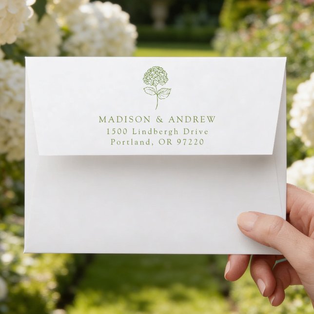 Classic Olive Green Hydrangea Wedding Envelope (Creator Uploaded)