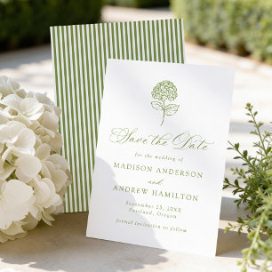 Classic Olive Green Hydrangea Wedding Save The Date