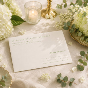 Classic Olive Green Ivory Calligraphy Wedding Envelope