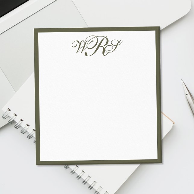 Classic Olive Green Monogram Notepad (Creator Uploaded)