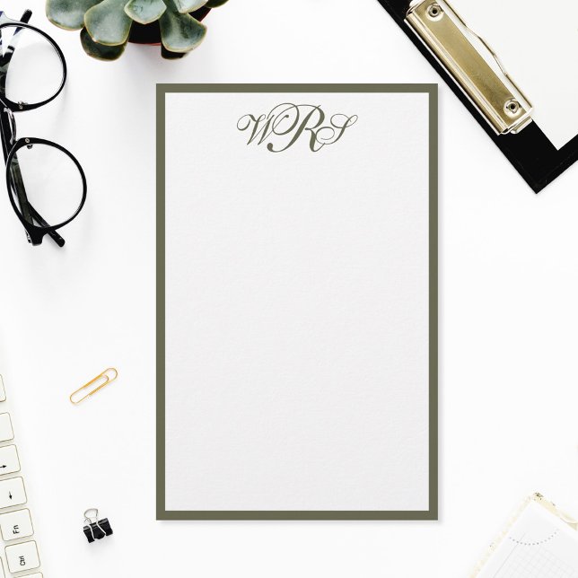 Classic Olive Green Monogram Stationery (Creator Uploaded)
