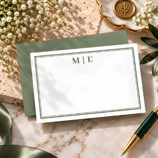 Classic Olive Green Professional Note Card