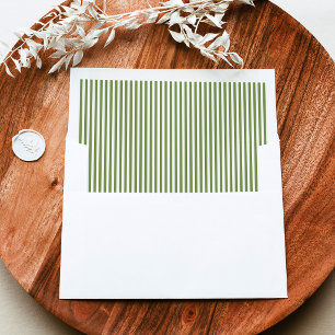 Classic Olive Green Stripes Wedding Envelope Liner