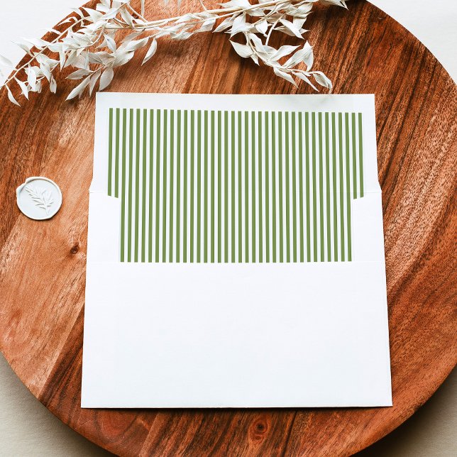 Classic Olive Green Stripes Wedding Envelope Liner (Creator Uploaded)