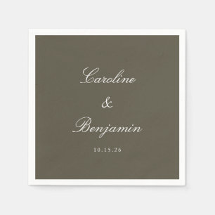 Classic Olive Script Elegant Wedding Custom Name Napkins