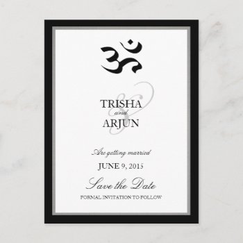Classic Om Mantra Indian Wedding Save The Date Announcement Postcard by loveisthething at Zazzle