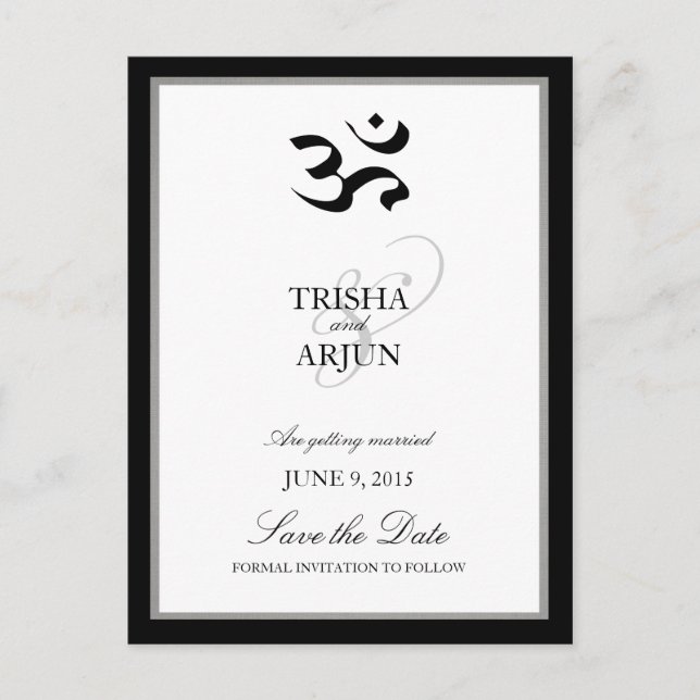 Classic Om Mantra Indian Wedding Save the Date Announcement Postcard (Front)
