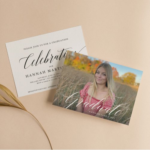 Classic One Photo Graduation Celebration Invitatio Invitation