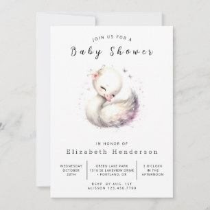 Classic Online Swan Baby Shower Invitation