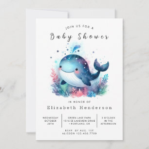 Classic Online Whale Baby Shower Invitation