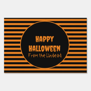Classic Orange and Black Striped Halloween Sign