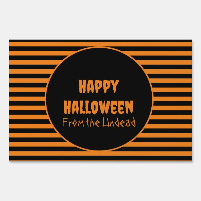 Classic Orange and Black Striped Halloween Sign (Front)