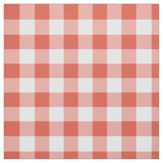 Classic Orange and White Gingham Plaid Fabric