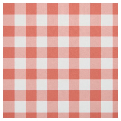 Classic Orange and White Gingham Plaid Fabric