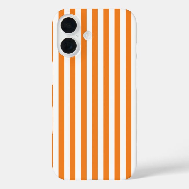 Classic Orange and White Vertical Stripes Pattern Case-Mate iPhone Case (Back)
