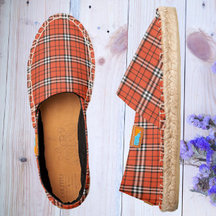 Classic Orange Autumn Tartan Plaid Pattern Espadrilles