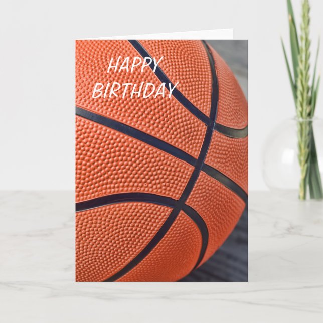 Classic Orange Basketball Happy Birthday Card (Front)