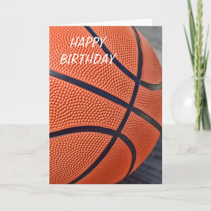 Classic Orange Basketball Happy Birthday Card | Zazzle