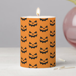 Classic Orange & Black Jack-o-lantern pumpkin face Pillar Candle