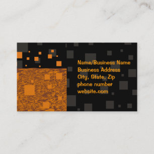 Classic Orange Black Squares Float Abstract Artist Business Card