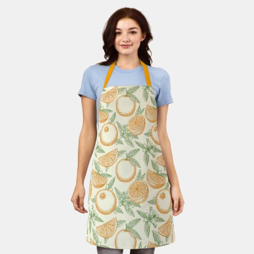 Classic Orange Fruit Pattern Apron