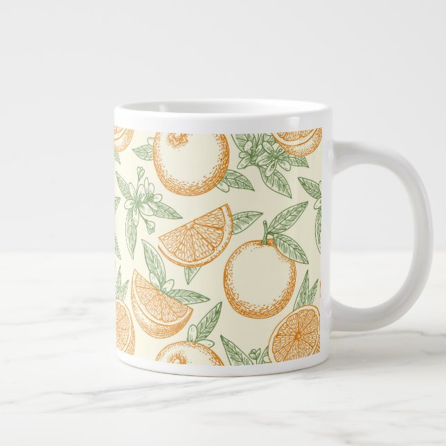 Classic Orange Fruit Pattern Giant Coffee Mug (Right)