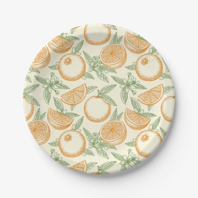 Classic Orange Fruit Pattern Paper Plates (Front)