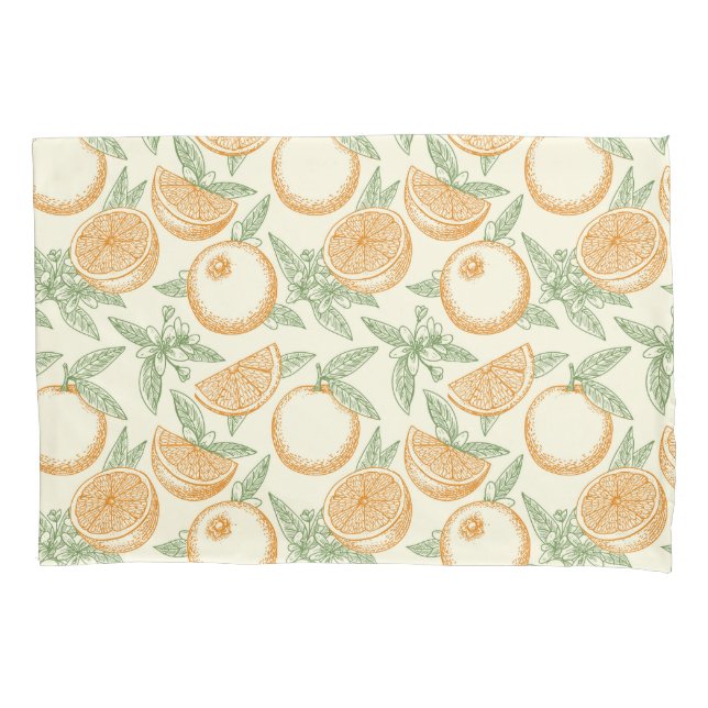 Classic Orange Fruit Pattern Pillow Case (Front-Left)