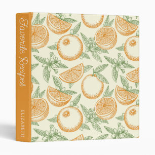 Classic Orange Fruit Pattern   Recipe Book 3 Ring Binder