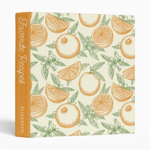 Classic Orange Fruit Pattern  Recipe Book 3 Ring Binder