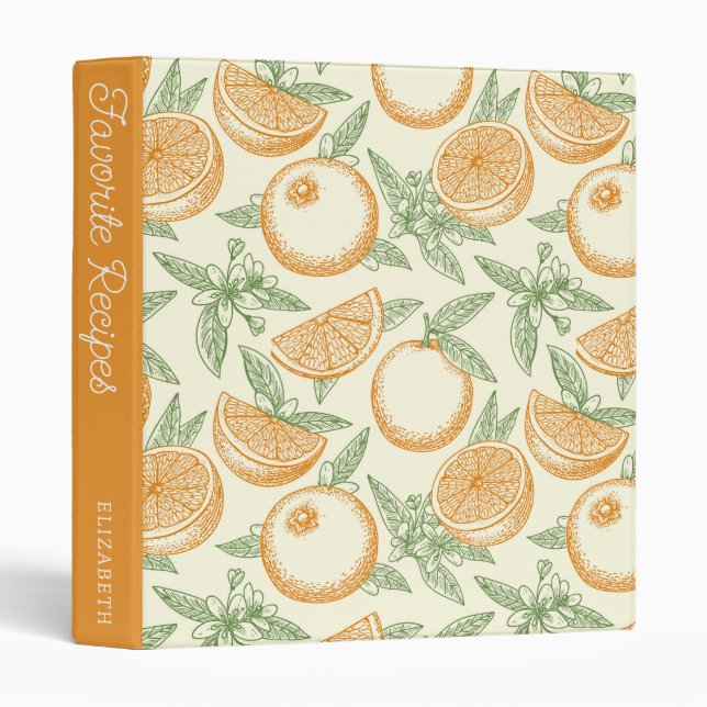 Classic Orange Fruit Pattern | Recipe Book 3 Ring Binder (Front/Spine)