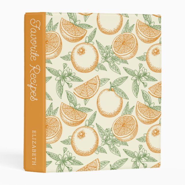 Classic Orange Fruit Pattern | Recipe Book Mini Binder (Front/Spine)
