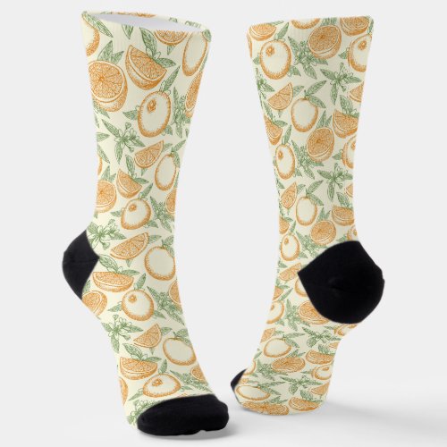 Classic Orange Fruit Pattern Socks