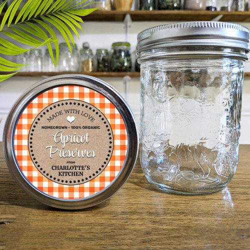 Classic Orange Gingham Canning Jar Label