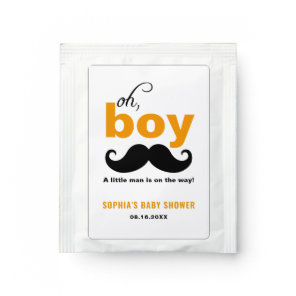 Classic Orange It's a Boy Mustache Baby Shower Tea Bag Drink Mix
