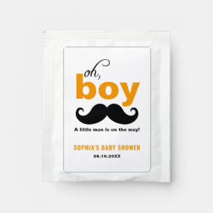 Classic Orange It's a Boy Mustache Baby Shower Tea Bag Drink Mix