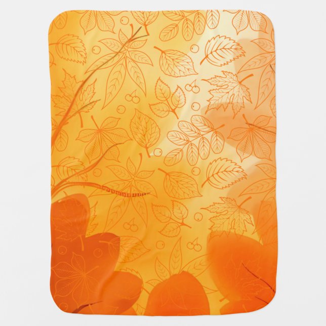 Classic orange leaves Fall/Autumn Baby Blanket (Front)