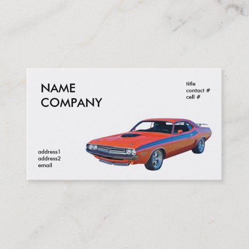 Customizable classic orange muscle car business card