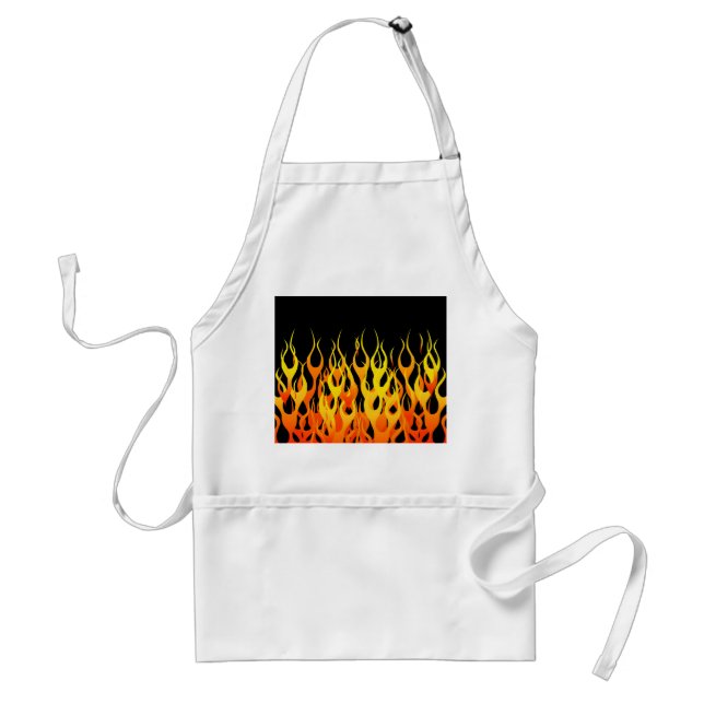 Classic Orange Racing Flames on Fire Adult Apron (Front)