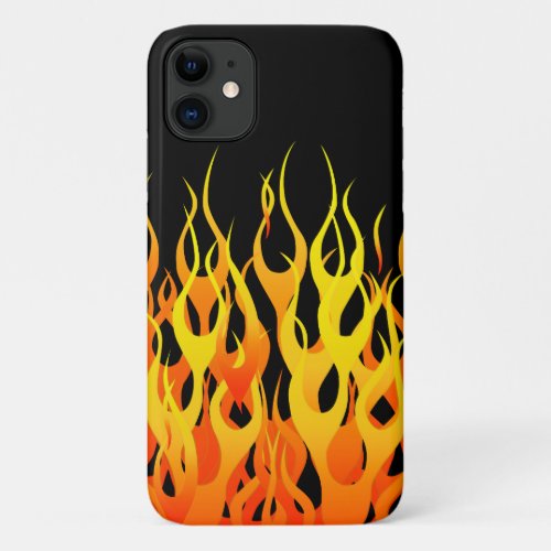 Classic Orange Racing Flames on Fire iPhone 11 Case