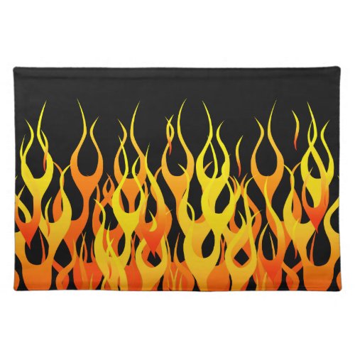Classic Orange Racing Flames on Fire Cloth Placemat