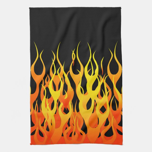 Classic Orange Racing Flames on Fire Kitchen Towel (Vertical)