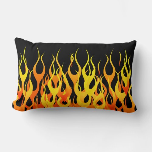 Classic Orange Racing Flames on Fire Lumbar Pillow