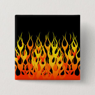 Classic Orange Racing Flames on Fire Pinback Button