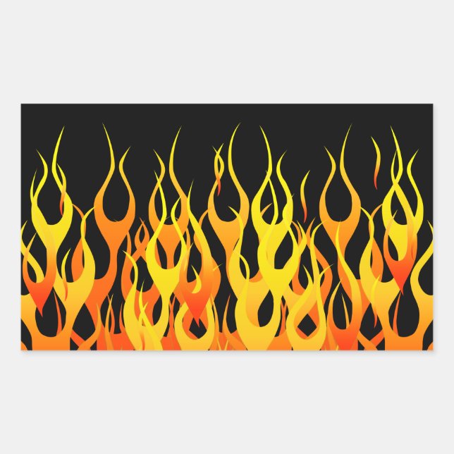 Classic Orange Racing Flames on Fire Rectangular Sticker (Front)