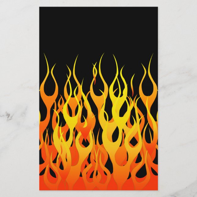 Classic Orange Racing Flames on Fire Stationery (Front)