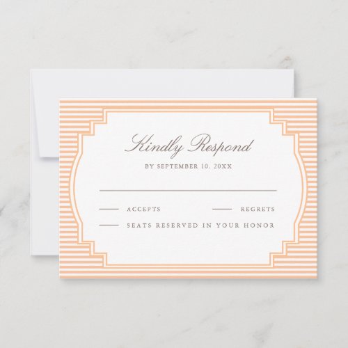 Classic Orange Striped Wedding RSVP Card