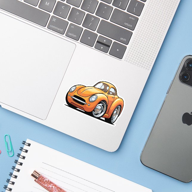 Classic Orange Toon Car Sticker (Laptop w/ iPhone)