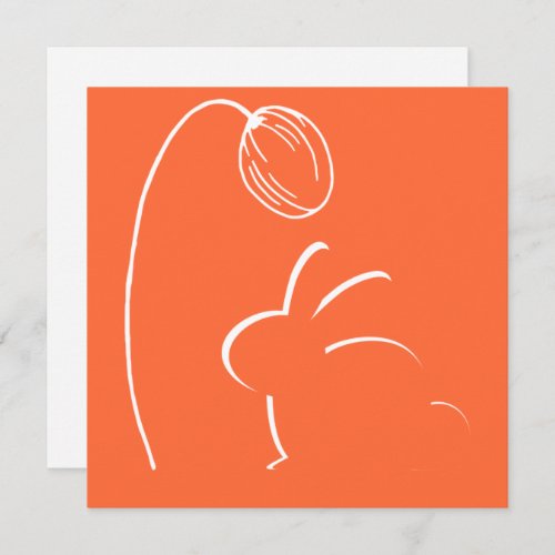 Classic Orange White Bunny Flower Easter Card